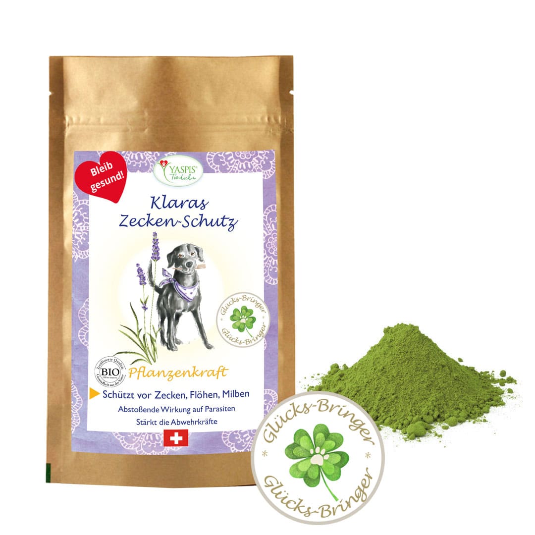 Zeckenschutz für Hunde reine Pflanzenkraft. Wirkt über das Futter.