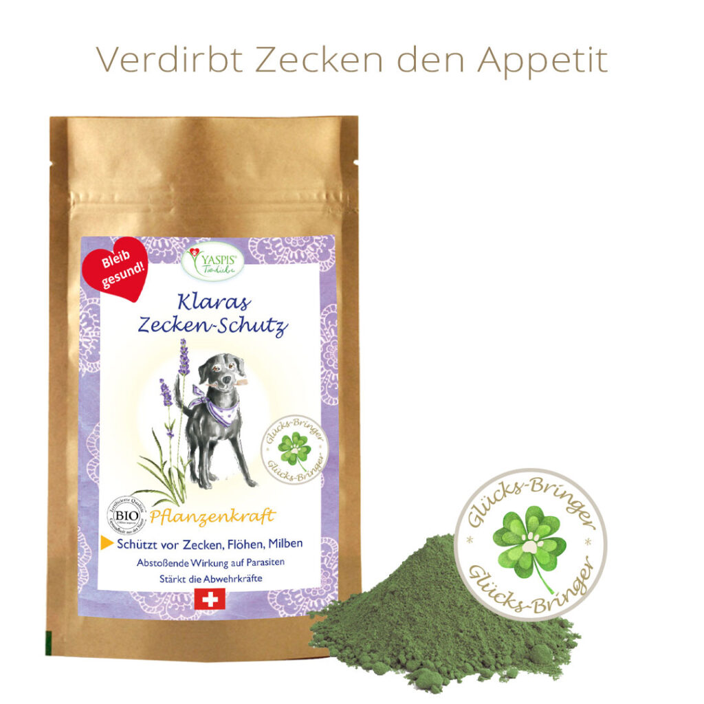 Zeckenschutz-reine Pflanzenkraft. Für Hunde. Es verdirbt Zecken den Apetit.